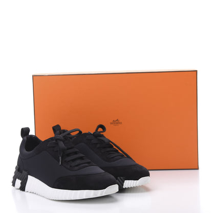 Hermes Technical Jersey Suede Goatskin Bouncing Sneakers 37 Black White 8 of 8