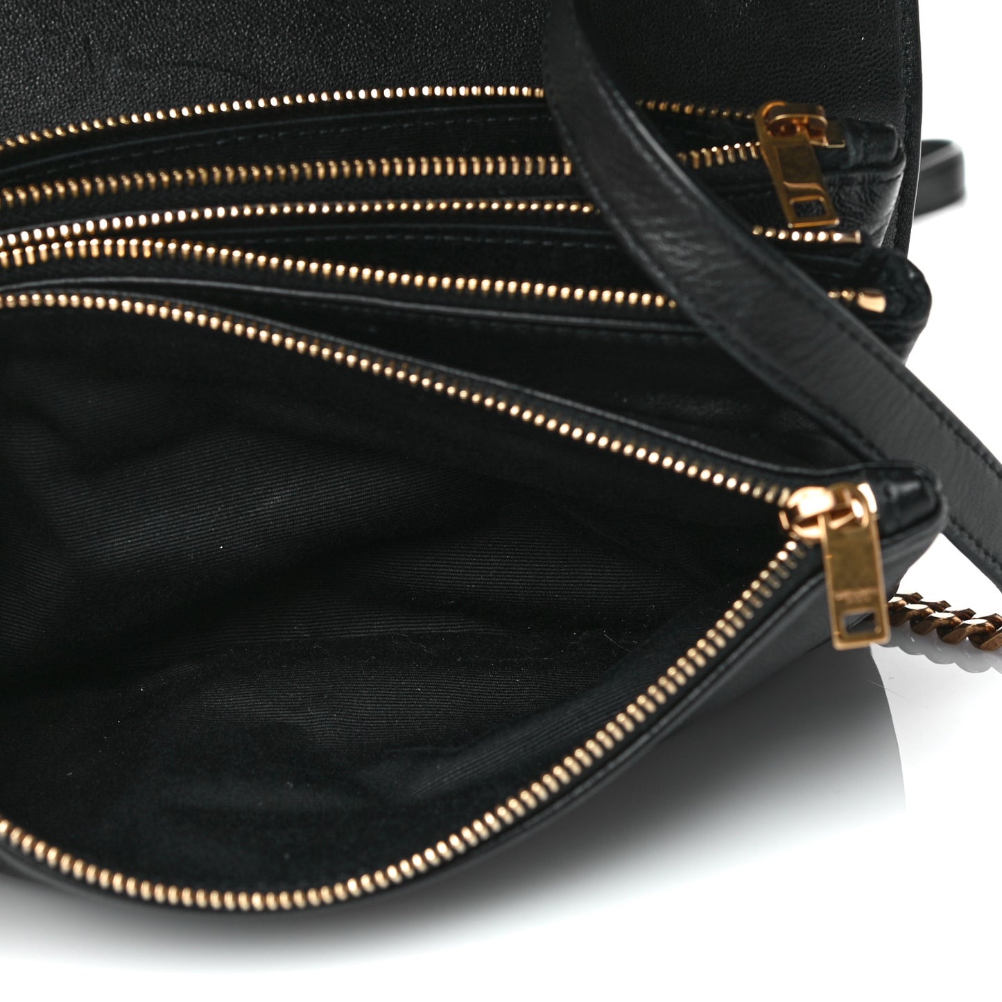 Lambskin Diamond Quilted Monogram Angie Chain Bag Black