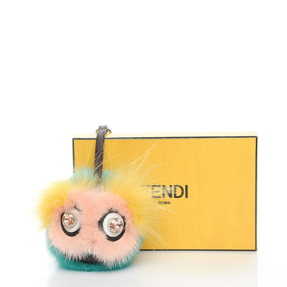 Fendi Shiny Nappa Mink Fox Fur Crystal QuTweet Dazzling Bag Bug Charm Bordeaux Seashell Multicolor 5 of 5