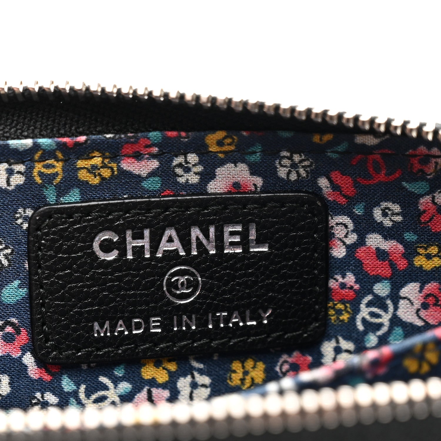Chanel Goatskin Camellia Zip Coin Purse Black 6 of 7