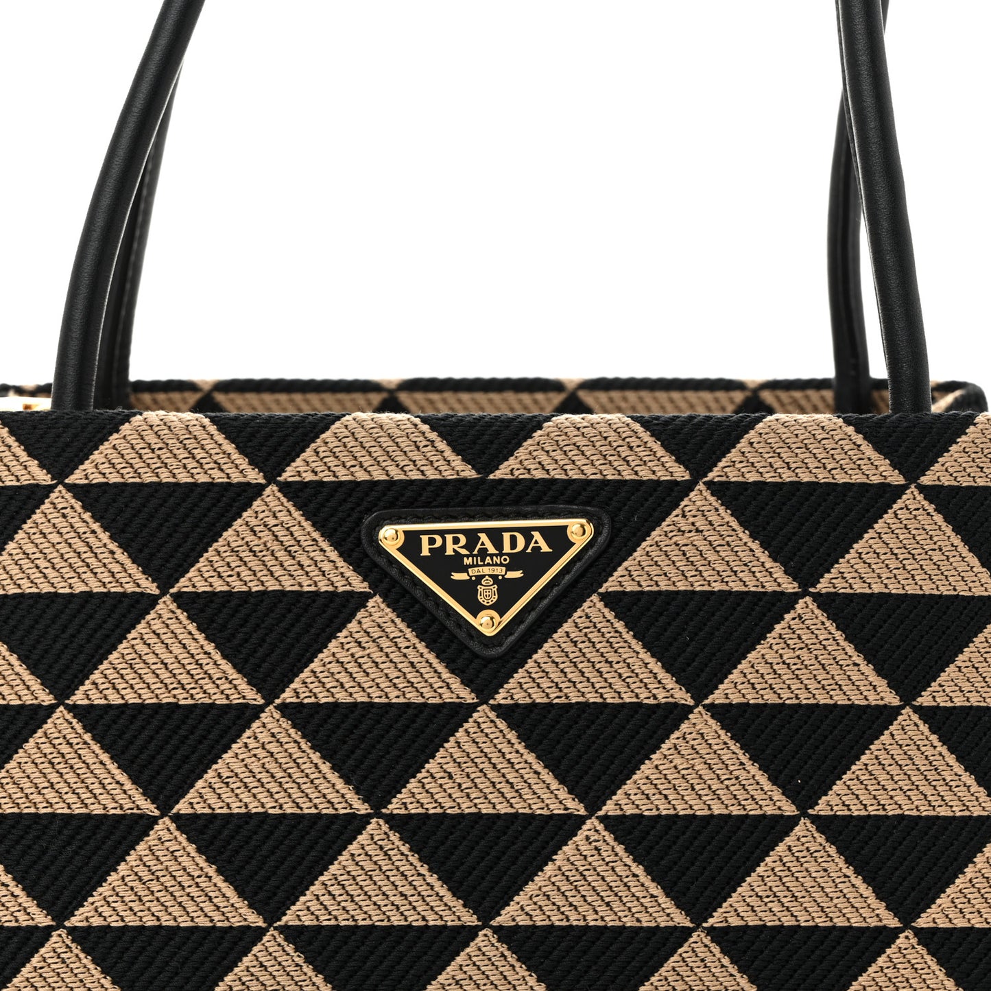 Jacquard Triangolo Symbole Embroidered Small Shoulder Bag Black Corda