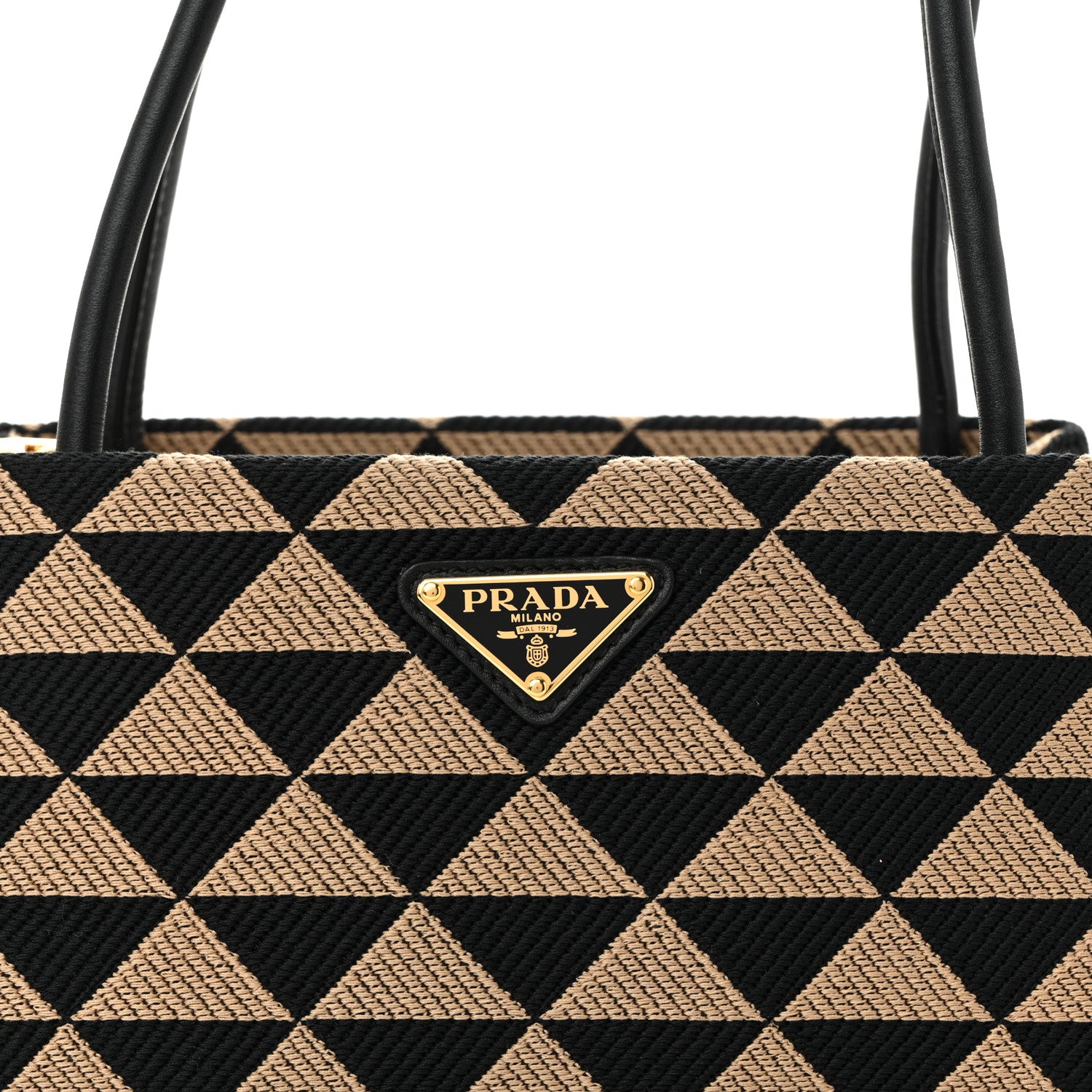 Prada Jacquard Triangolo Symbole Embroidered Small Shoulder Bag Black Corda 10 of 12