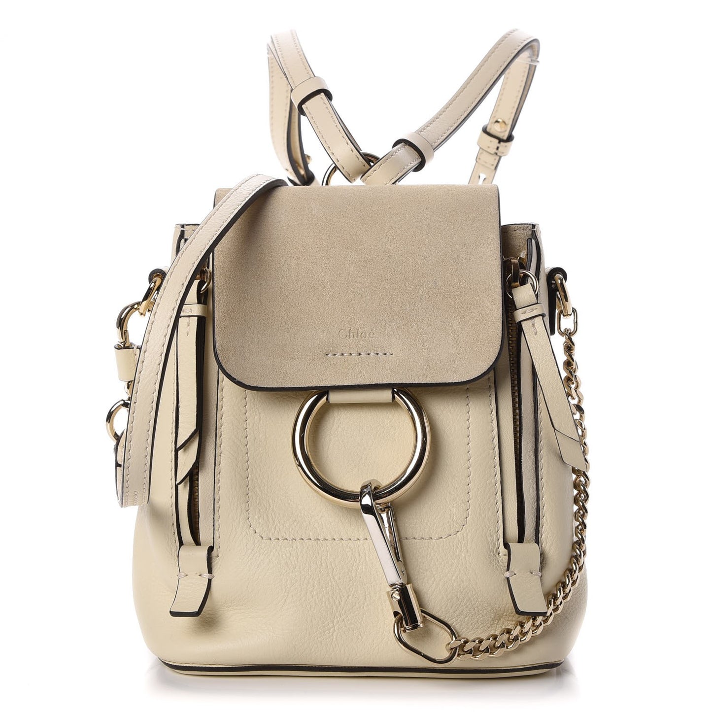 Suede Calfskin Mini Faye Backpack Off White