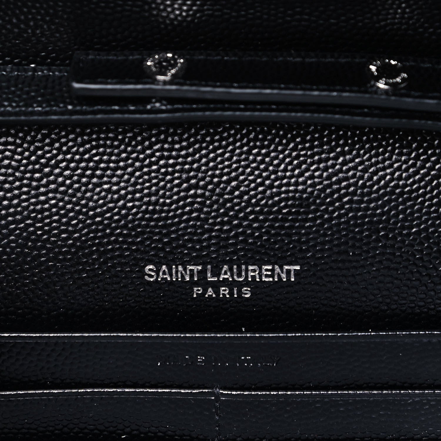 Saint Laurent Grain De Poudre Matelasse Chevron Monogram Chain Wallet Black 6 of 8