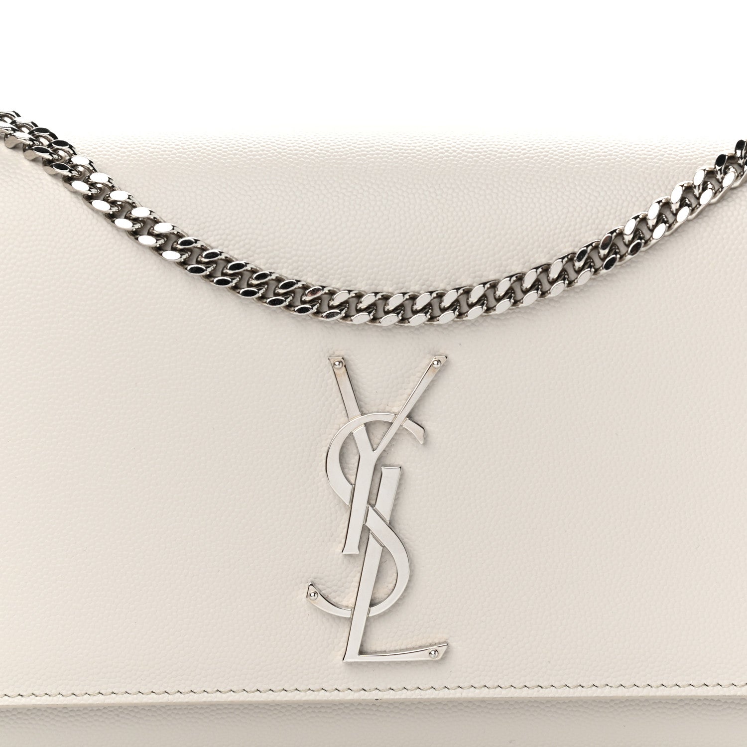 Saint Laurent Grain De Poudre Medium Classic Monogram Kate Satchel Icy White 7 of 13