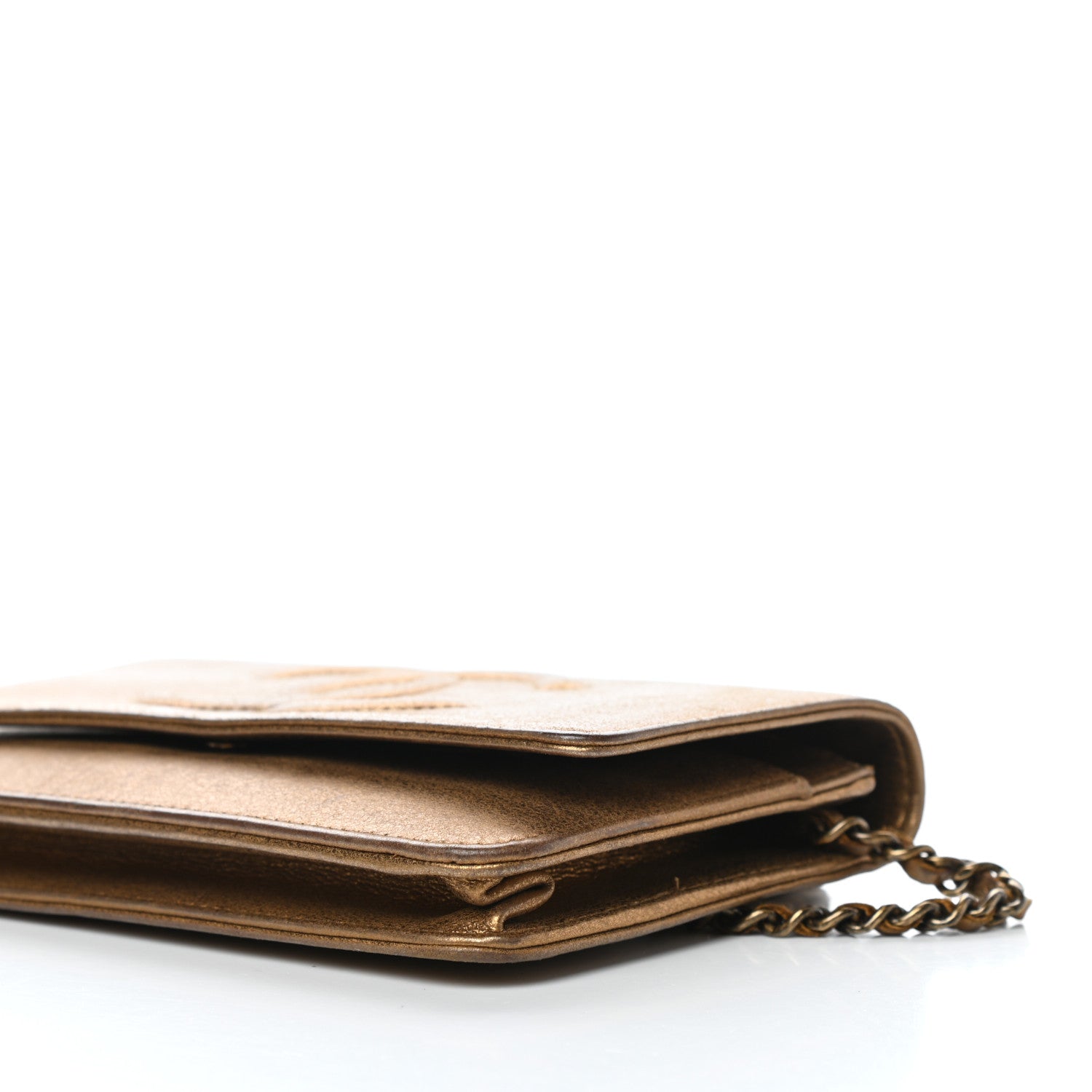 Chanel Metallic Lambskin Timeless Wallet on Chain WOC Gold 10 of 12