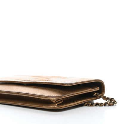 Chanel Metallic Lambskin Timeless Wallet on Chain WOC Gold 10 of 12