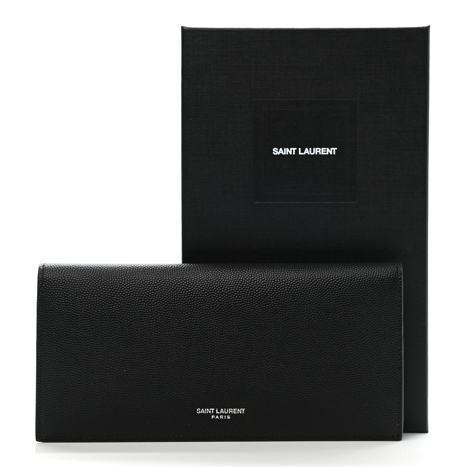 Saint Laurent Grain De Poudre Foldover Logo Wallet Black 9 of 9