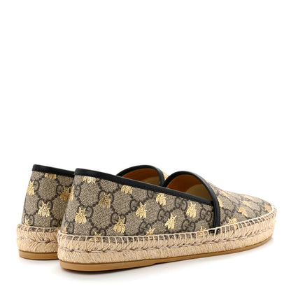 Gucci GG Supreme Monogram Bees Espadrille Flats 38 Beige Ebony Oro Black 4 of 10