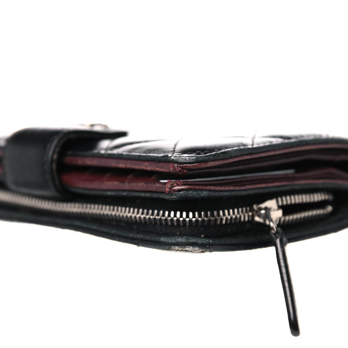 Lambskin Quilted Zipped Pocket Wallet Black