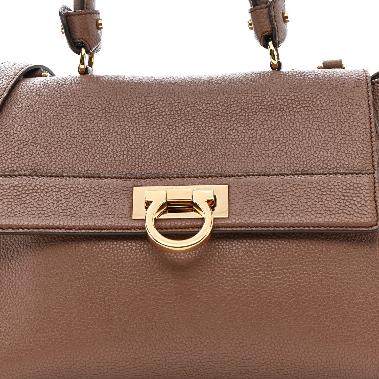 Salvatore Ferragamo Grained Calfskin Sofia Satchel Moka 8 of 19