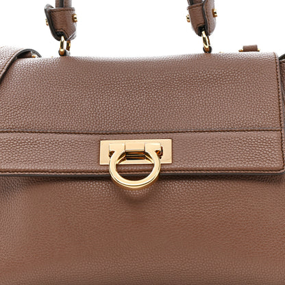Salvatore Ferragamo Grained Calfskin Sofia Satchel Moka 8 of 19
