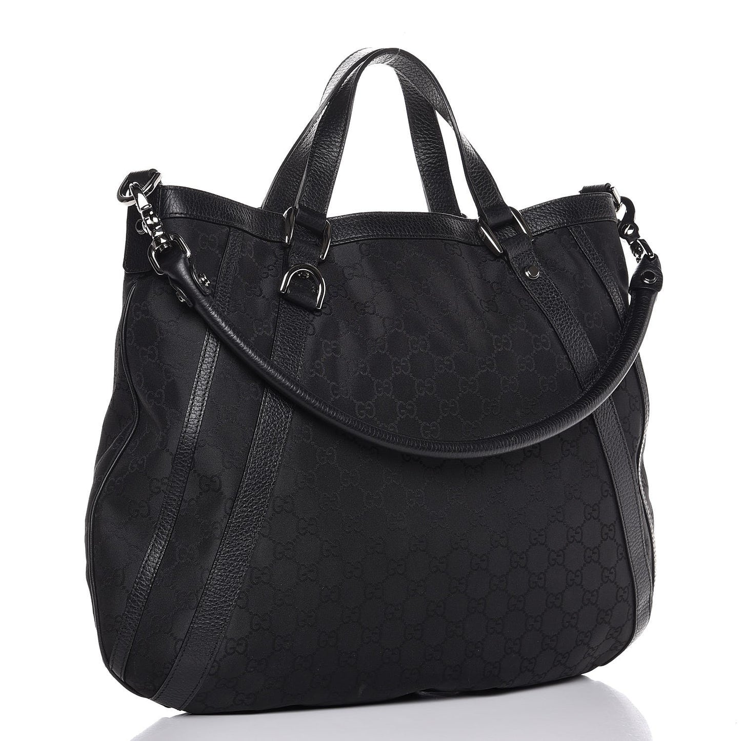 Nylon Monogram Medium Abbey Convertible Tote Black