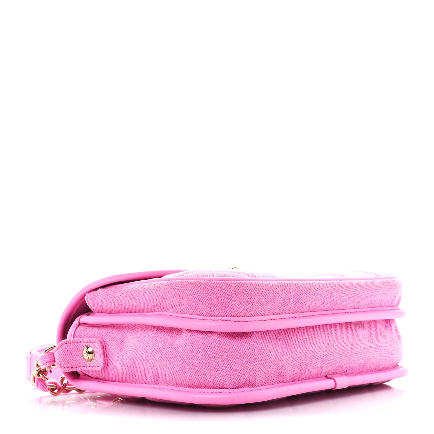 Chanel Denim Quilted Small Messenger Flap Neon Pink 4 of 12