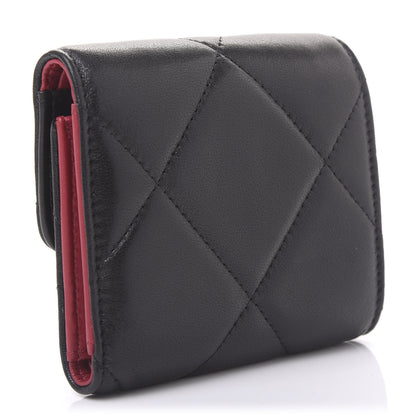 Chanel Lambskin Quilted 19 Small Flap Wallet Black 3 of 11