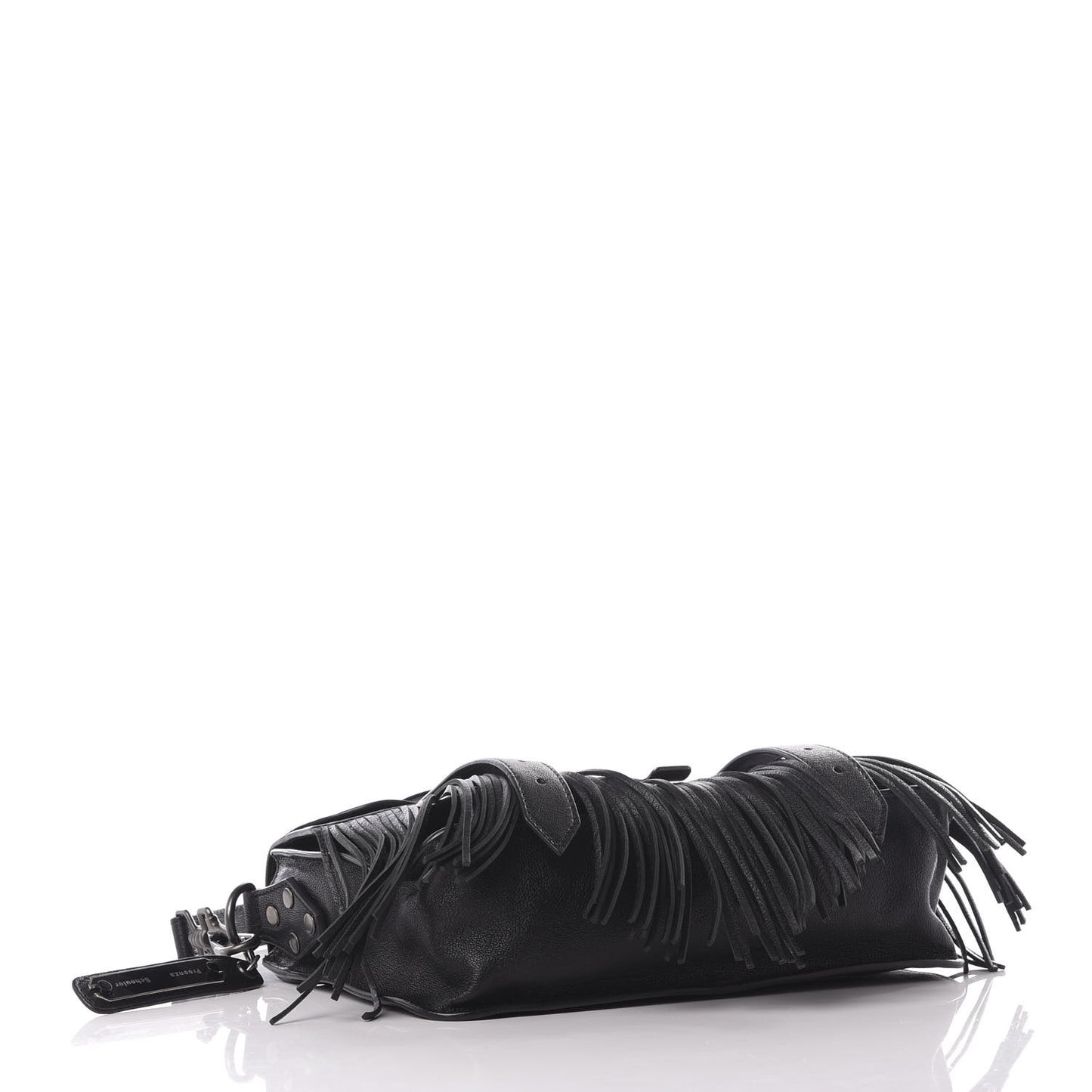Lambskin Tiny Fringe Lux PS1 Satchel Black