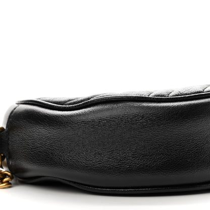 Gucci Azalea Calfskin Matelasse Heart Mini GG Marmont Round Shoulder Bag Black 9 of 10