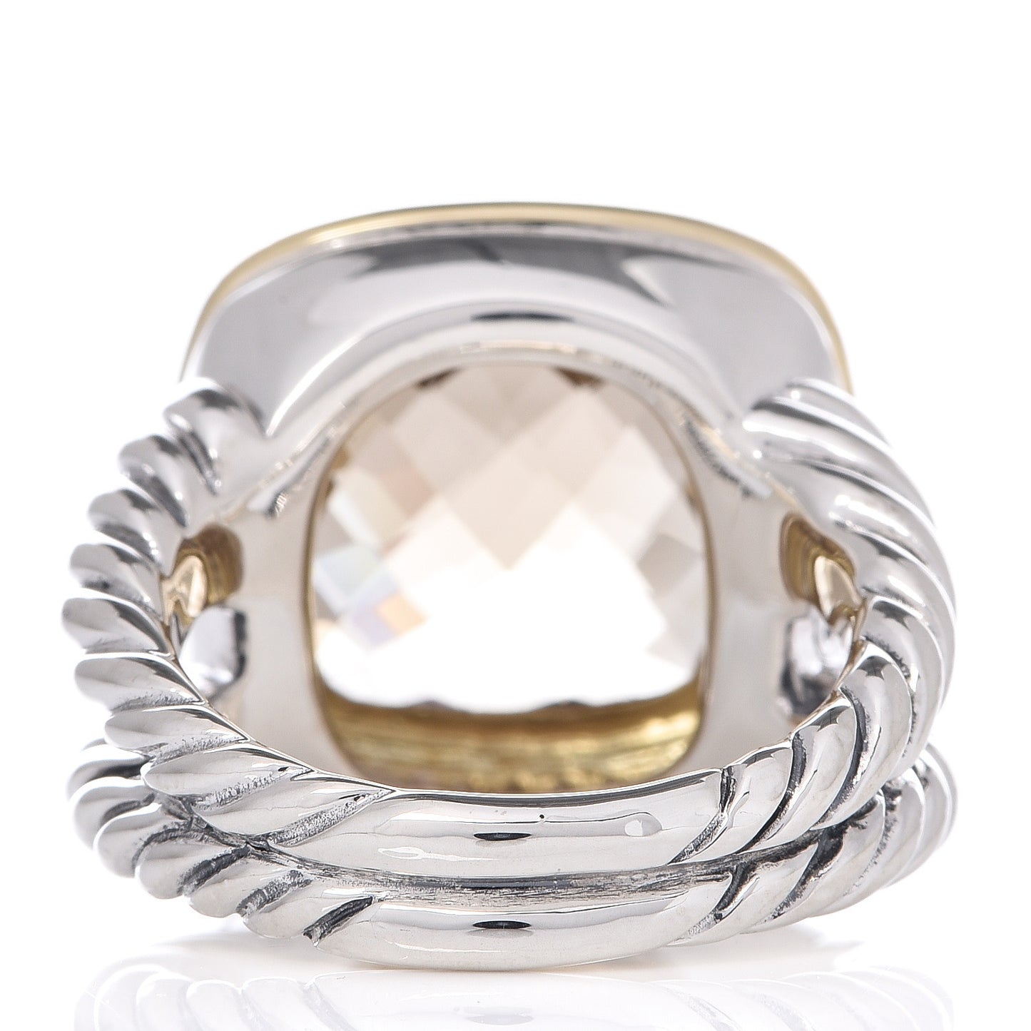 Sterling Silver 18K Yellow Gold Diamond Champagne Citrine 14mm Albion Ring 54 7