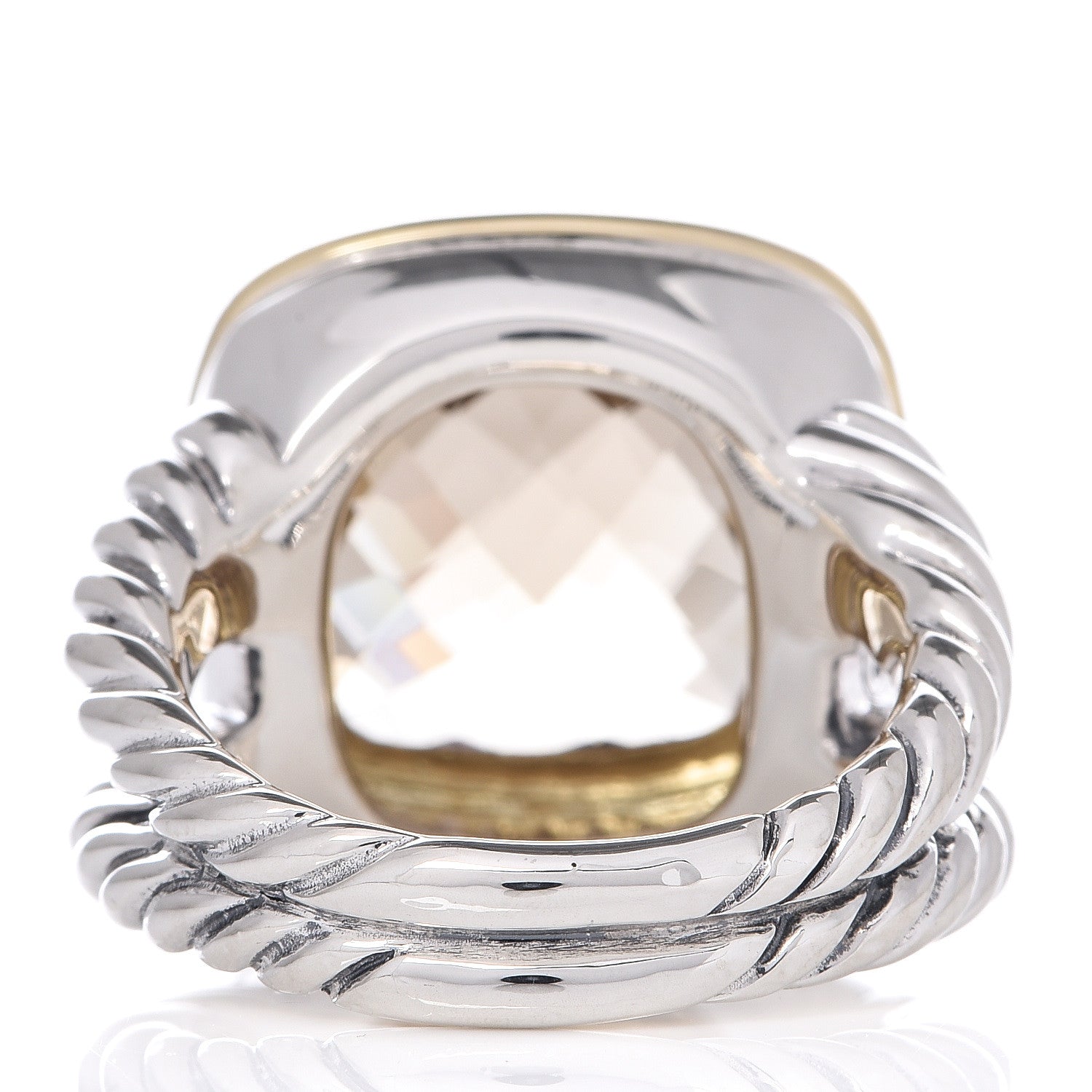 David Yurman Sterling Silver 18K Yellow Gold Diamond Champagne Citrine 14mm Albion Ring 54 7 4 of 6
