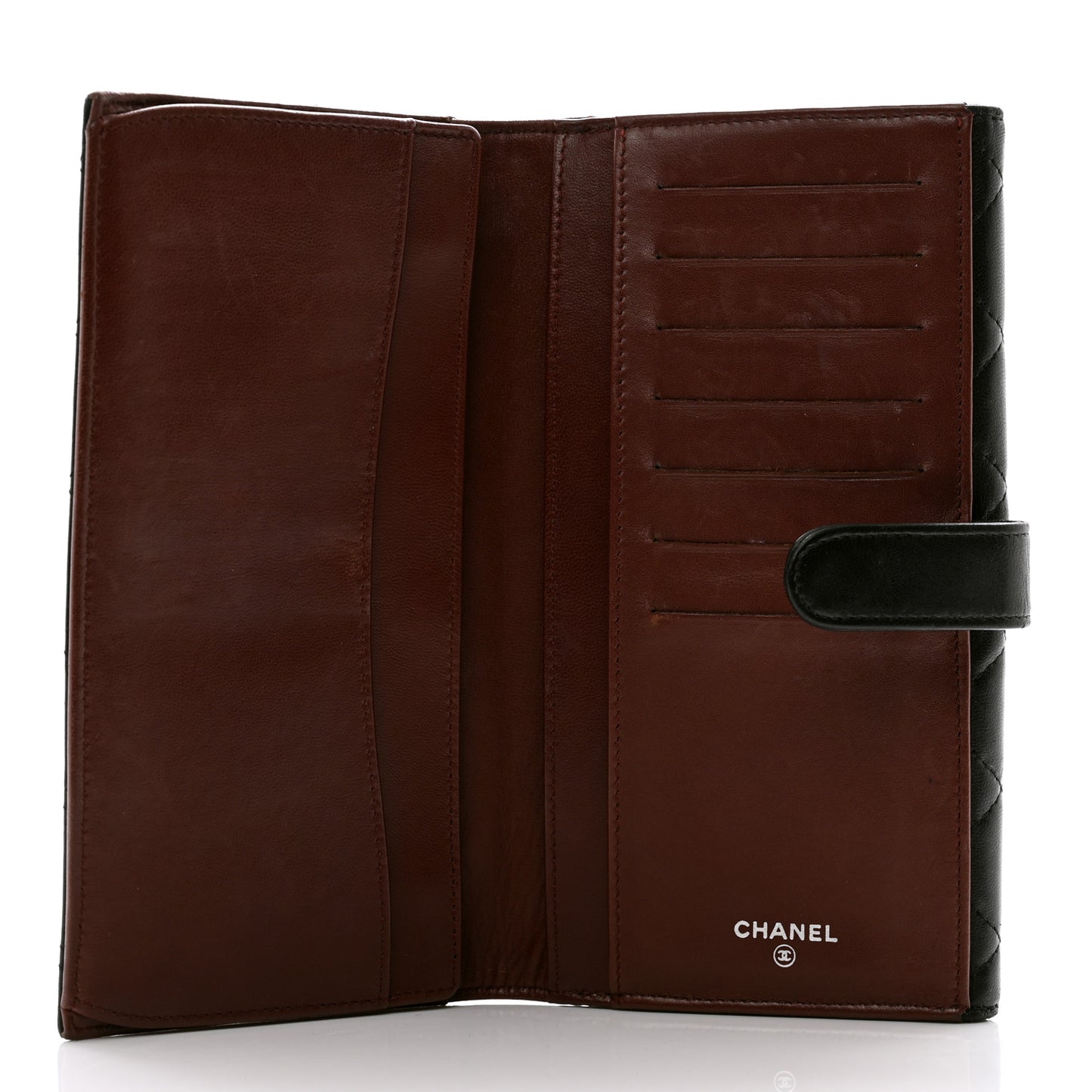 Lambskin Quilted Large Flap Wallet Black