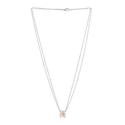 Cartier 18K White Pink Gold Diamond Three Ring LOVE Pendant Necklace 3 of 5