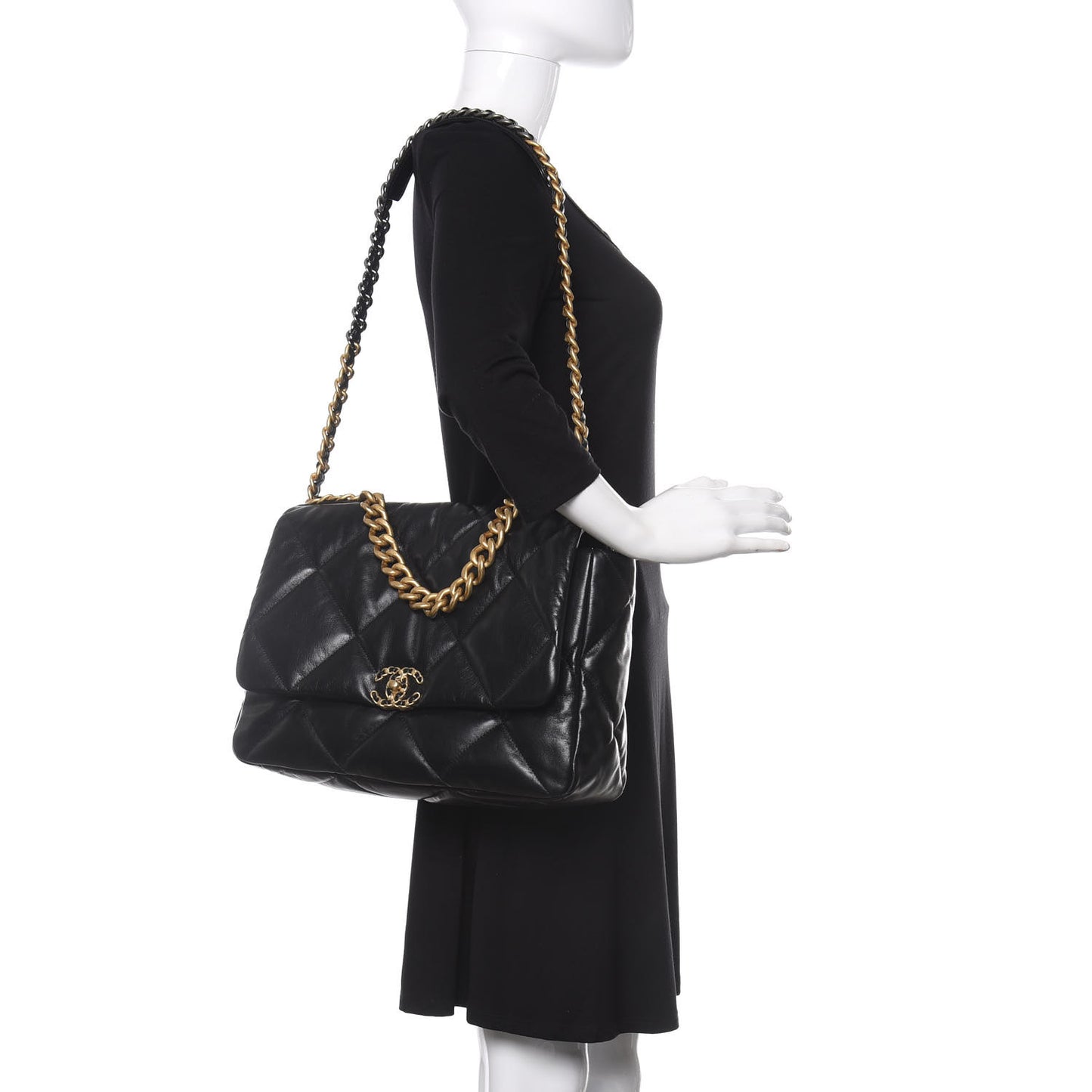 Goatskin Quilted Maxi 19 Flap Black