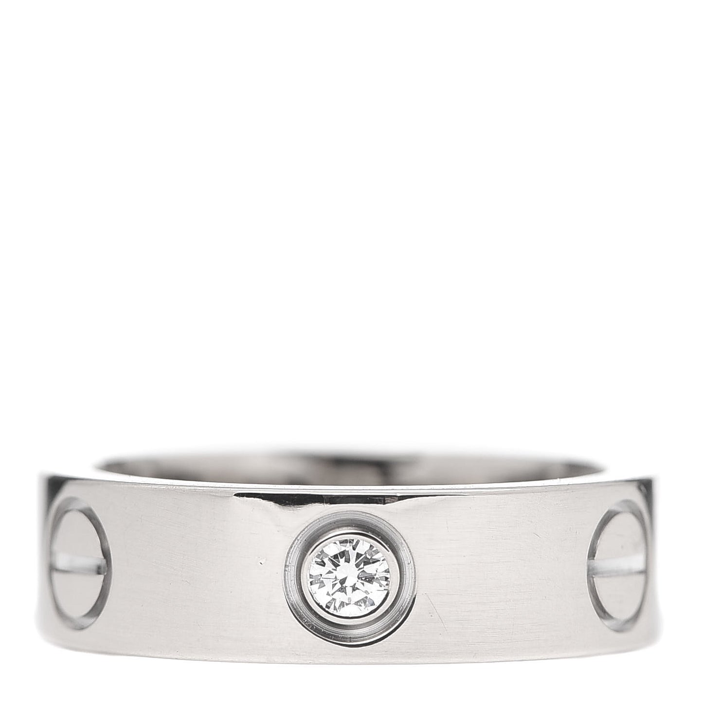 18K White Gold 3 Diamond 5.5mm LOVE Ring 51 5.75