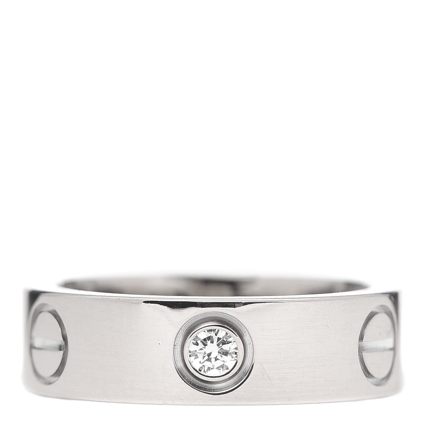 Cartier 18K White Gold 3 Diamond 5.5mm LOVE Ring 51 5.75 1 of 7