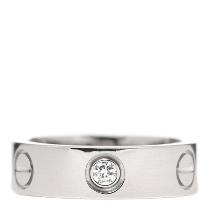 Cartier 18K White Gold 3 Diamond 5.5mm LOVE Ring 51 5.75 1 of 7