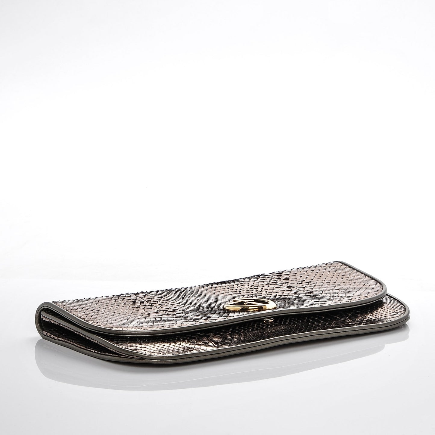 Metallic Python 1973 Clutch Gold