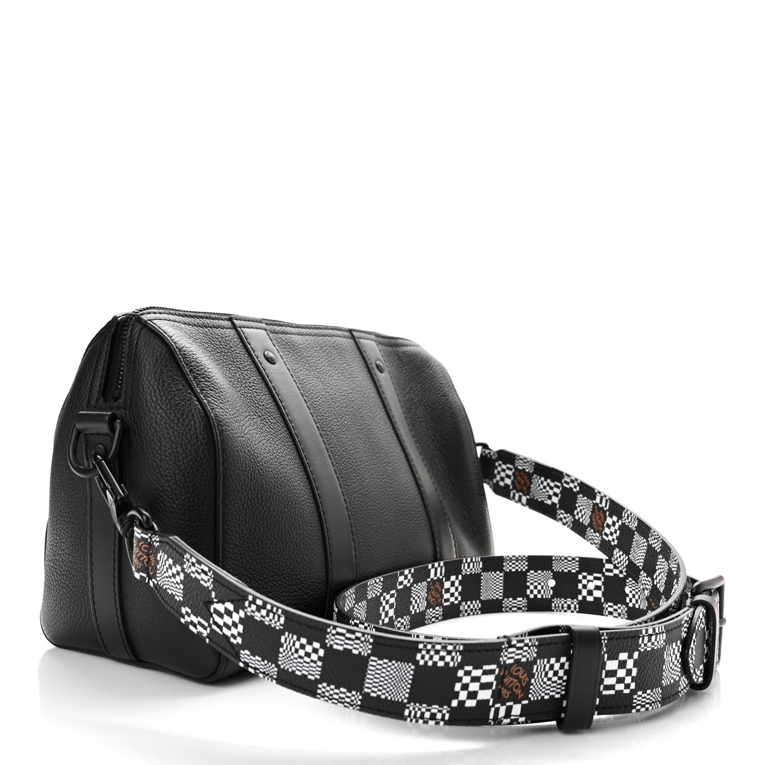 Louis Vuitton Calfskin Damier Distorted City Keepall Black 2 of 9