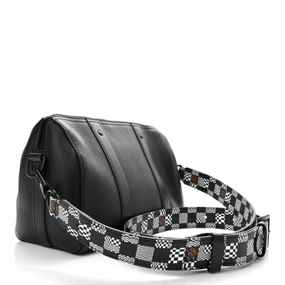 Louis Vuitton Calfskin Damier Distorted City Keepall Black 2 of 9