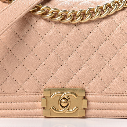 Chanel Caviar Quilted Medium Boy Flap Light Beige 10 of 10