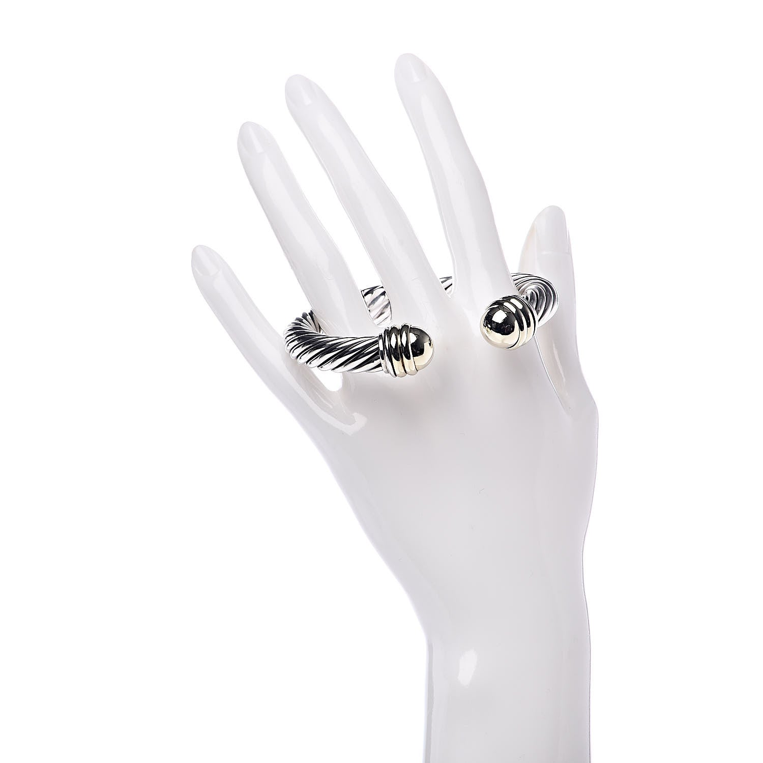 David Yurman Sterling Silver 14K Yellow Gold 10mm Cable Classics Bracelet 2 of 4
