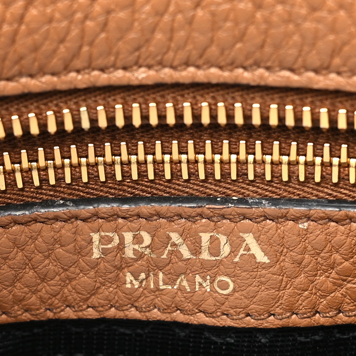 Vitello Phenix Embossed Logo Shoulder Bag Brown