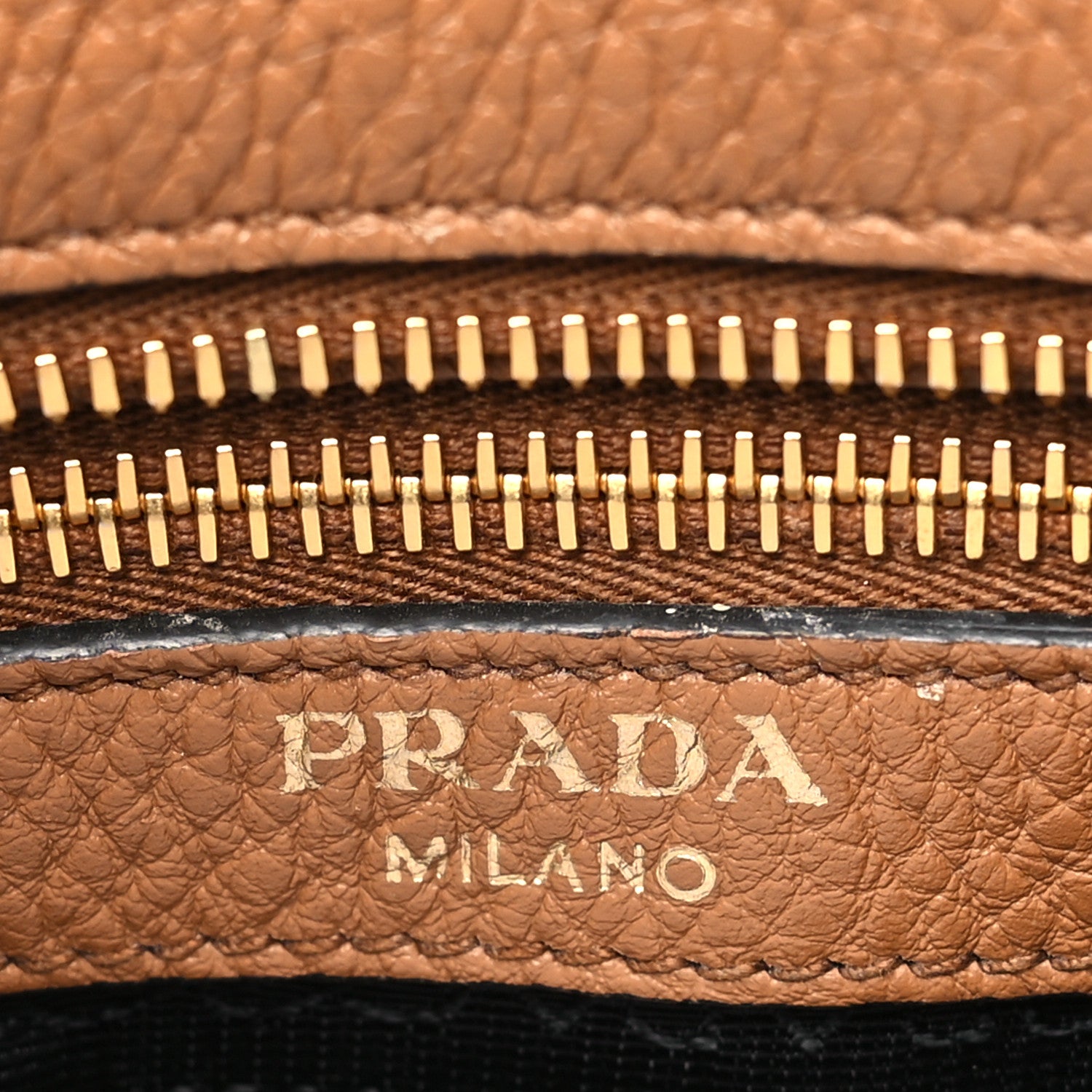 Prada Vitello Phenix Embossed Logo Shoulder Bag Brown 6 of 12