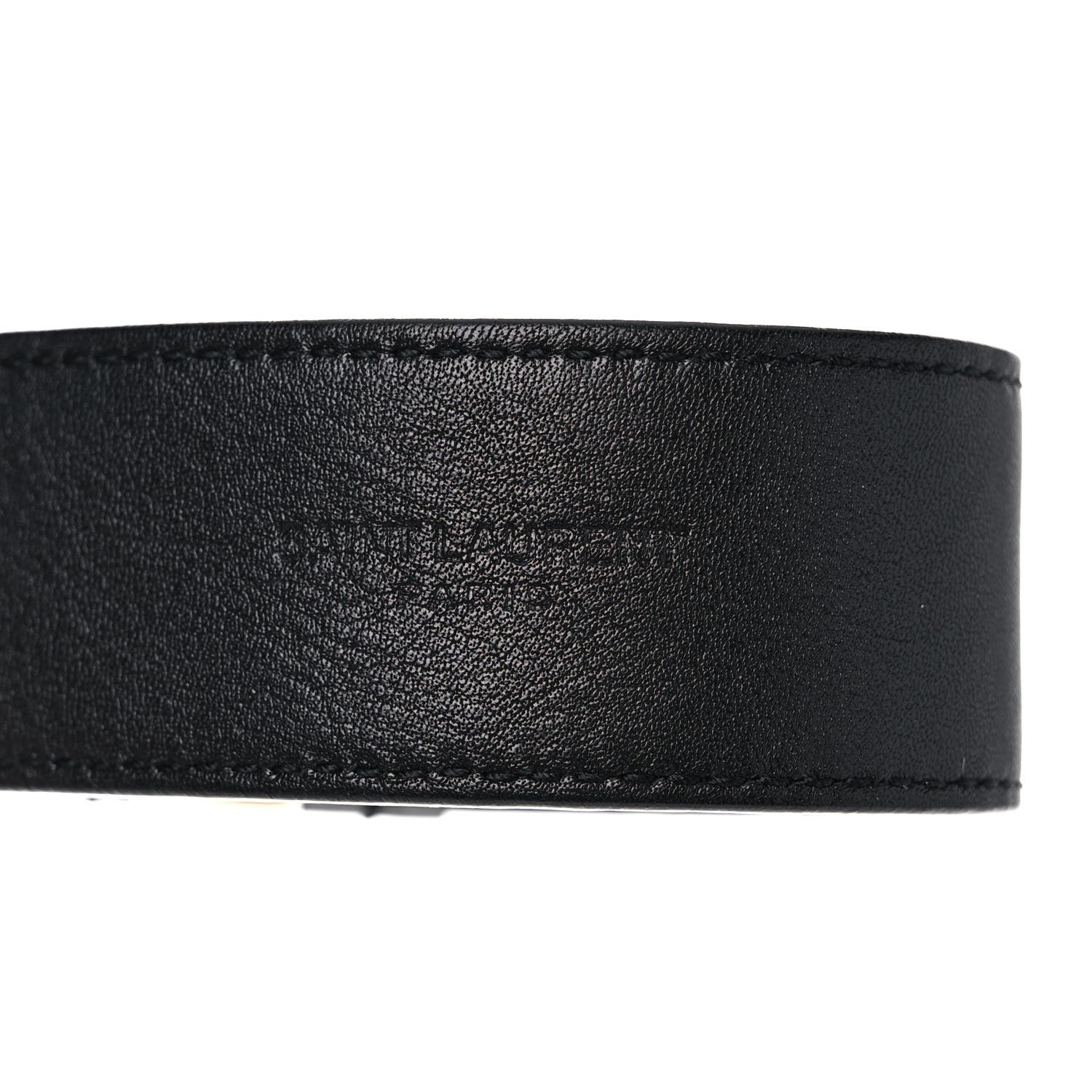 Saint Laurent Smooth Calfskin Monogram Square Buckle Belt 85 34 Black 3 of 9