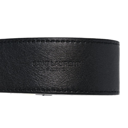 Saint Laurent Smooth Calfskin Monogram Square Buckle Belt 85 34 Black 3 of 9
