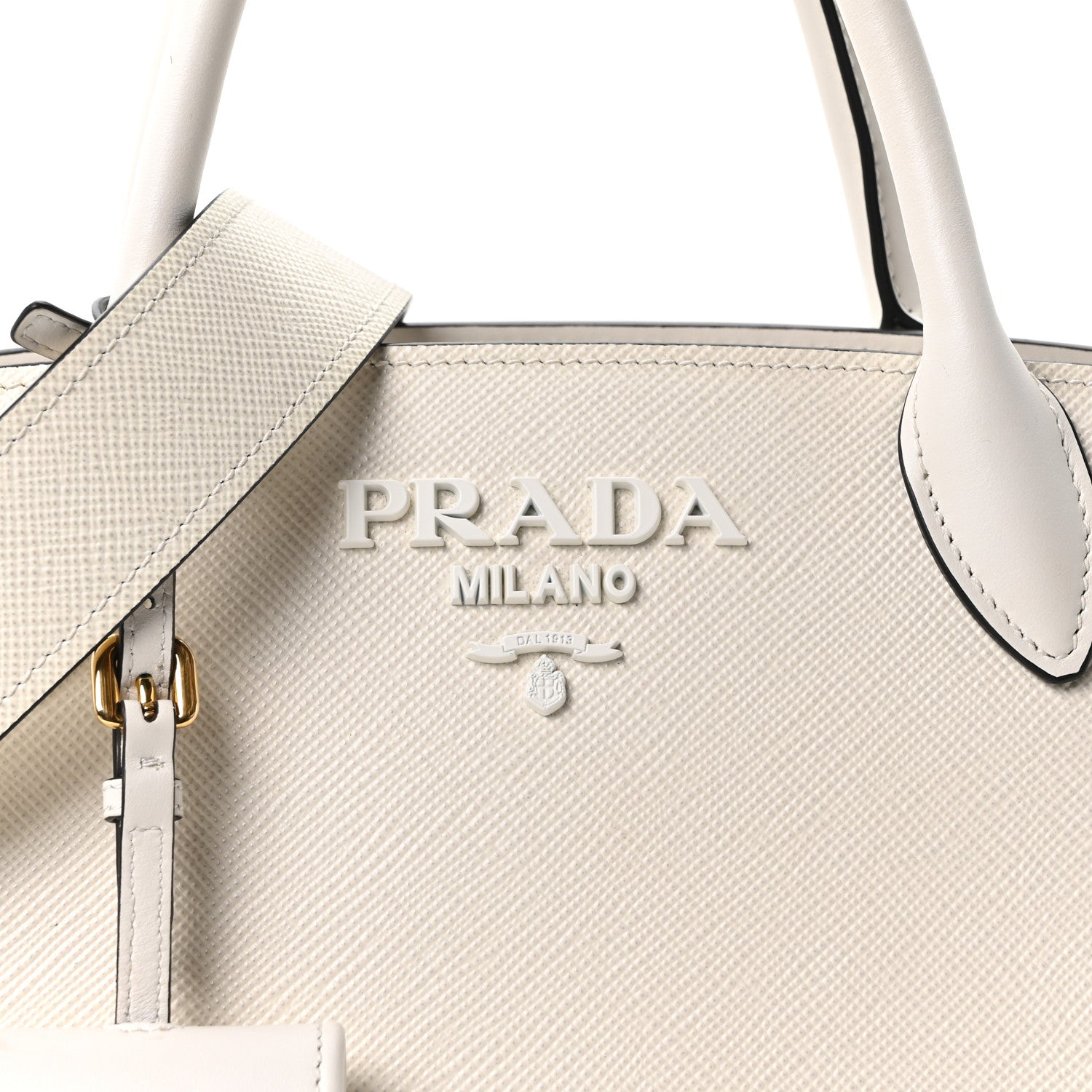 Prada Saffiano Cuir Calfskin Small Monochrome Top Handle Tote White 6 of 8