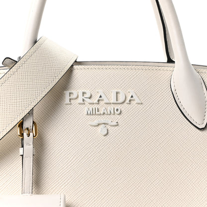 Prada Saffiano Cuir Calfskin Small Monochrome Top Handle Tote White 6 of 8