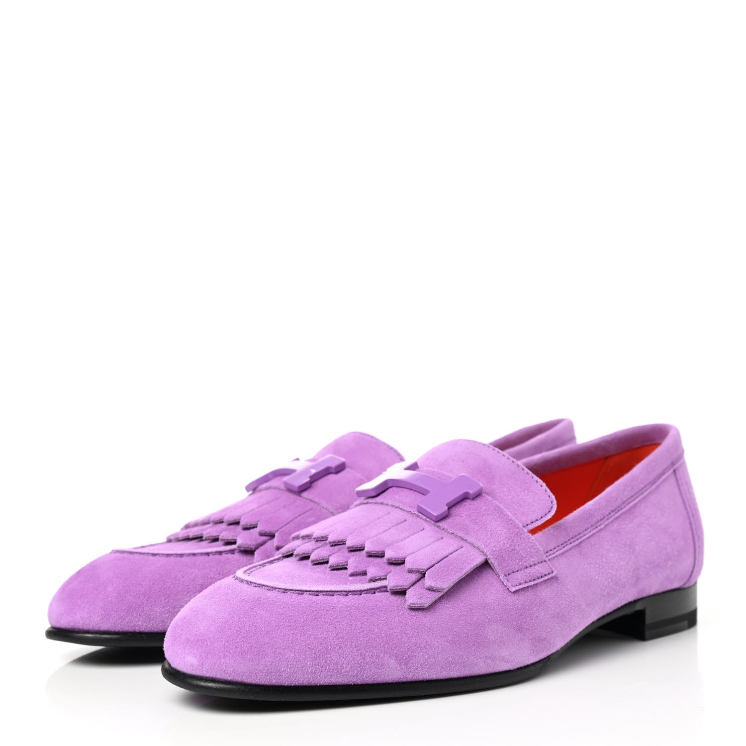 Hermes Suede Goatskin Womens Royal Loafers 36 Violet Parme 3 of 8