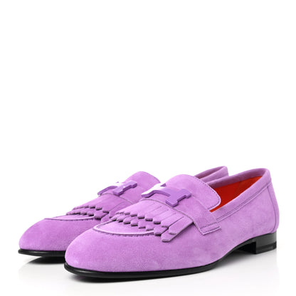 Hermes Suede Goatskin Womens Royal Loafers 36 Violet Parme 3 of 8