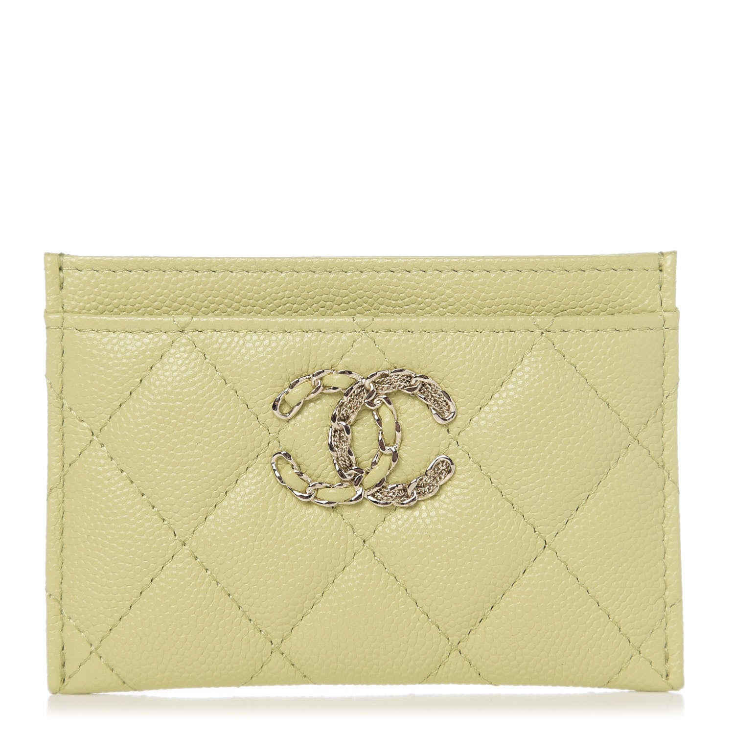 Chanel Caviar Quilted French New Wave Card Holder Light Green 1 of 8