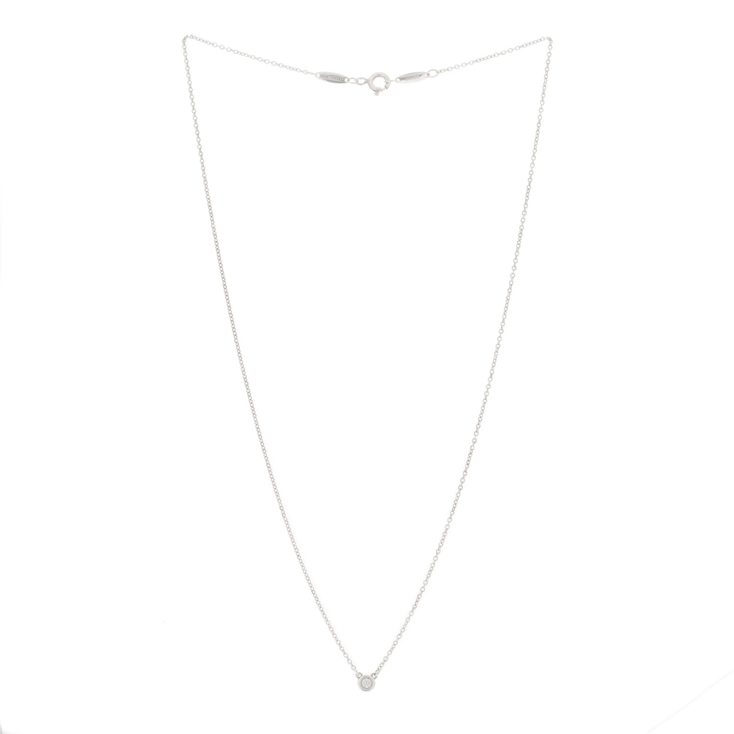 Tiffany Sterling Silver Diamond .05ct Elsa Peretti Diamonds by the Yard Pendant Necklace 2 of 3
