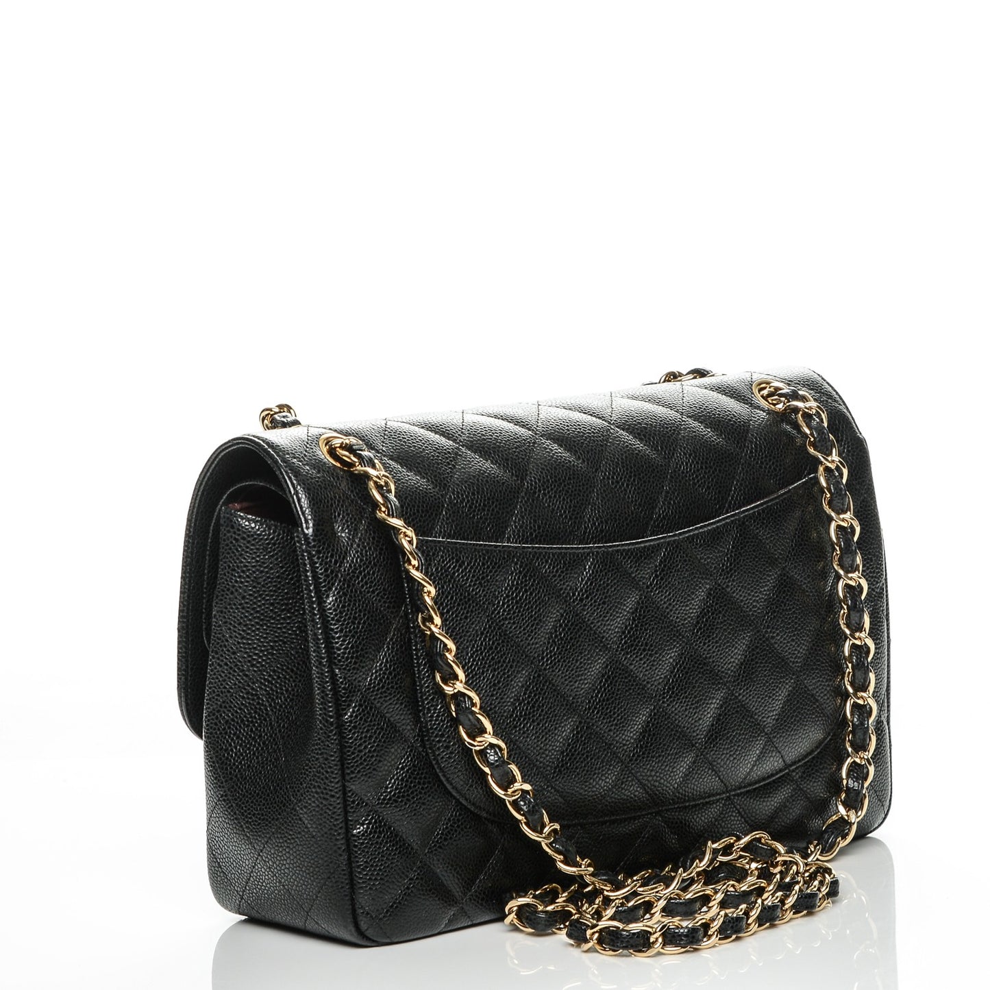 Caviar Quilted Jumbo Double Flap Black