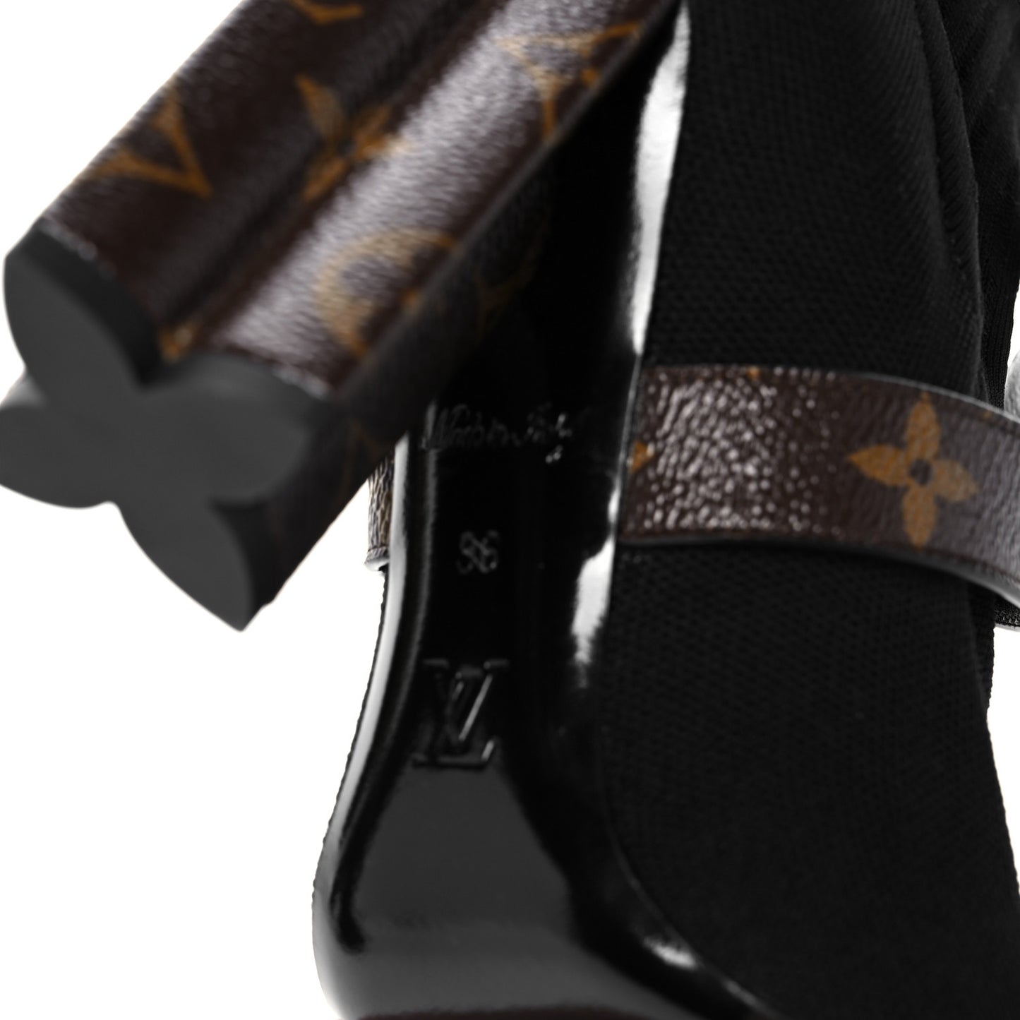 Monogram Stretch Fabric Silhouette Ankle Boots 36 Black