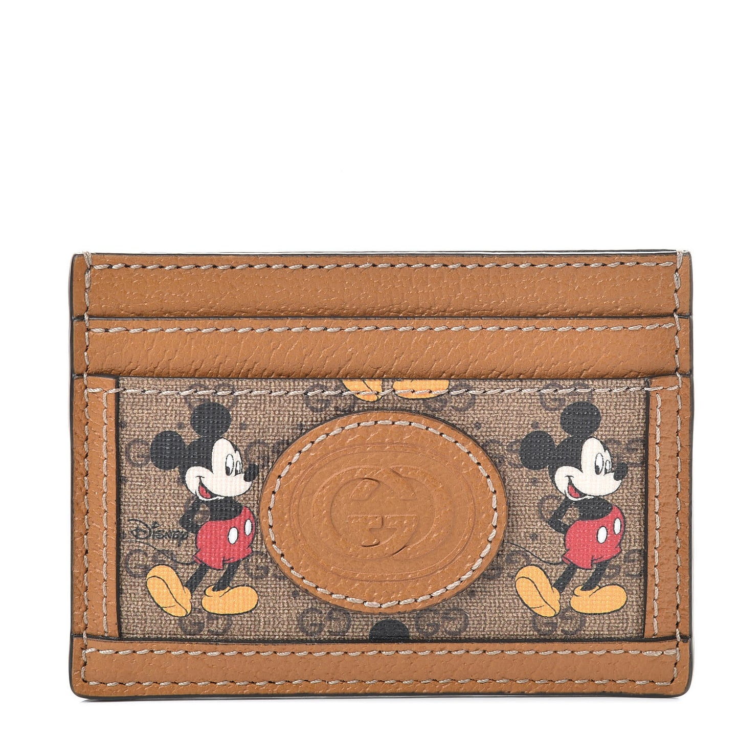 X DISNEY Mini Vintage GG Supreme Monogram Mickey Mouse Card Holder Beige Vintage Sun Oil