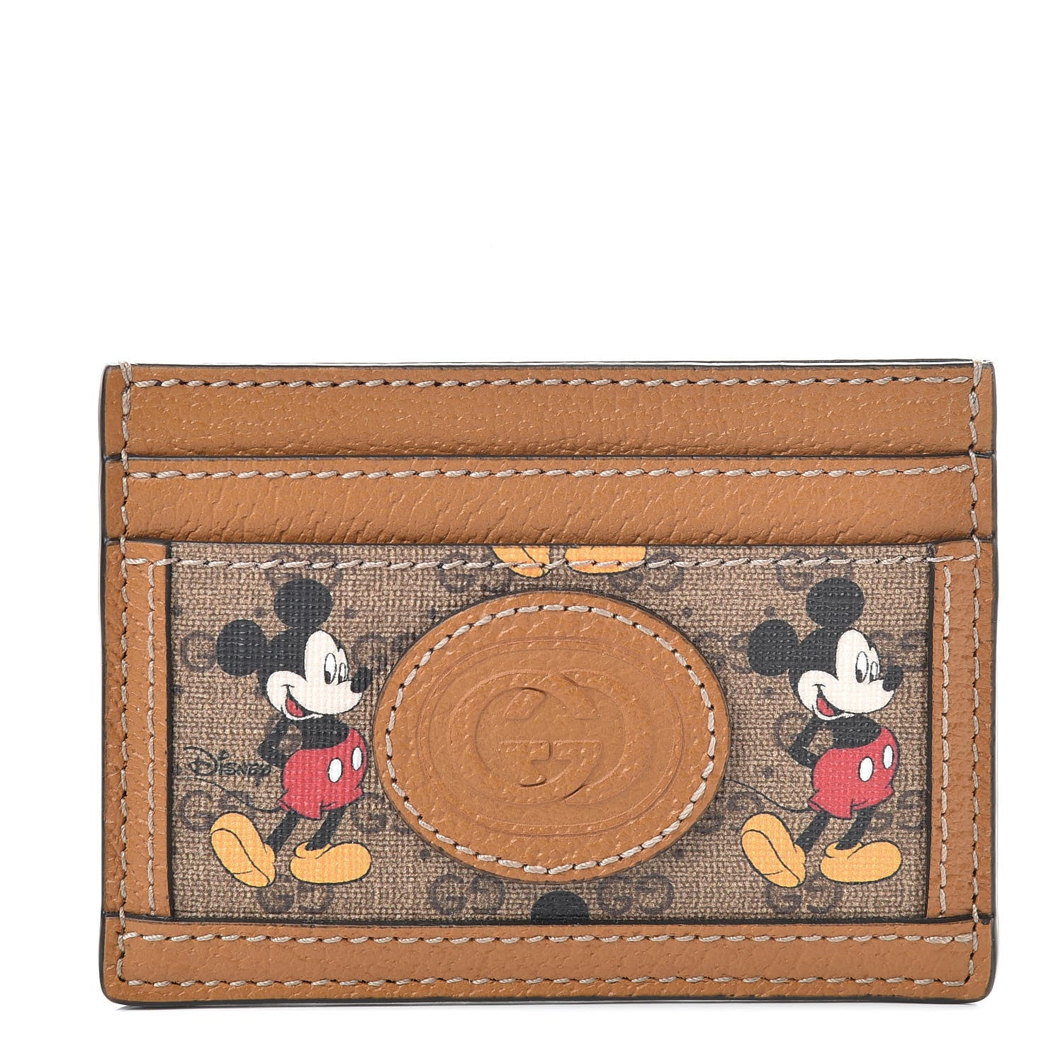 Gucci X DISNEY Mini Vintage GG Supreme Monogram Mickey Mouse Card Holder Beige Vintage Sun Oil 1 of 8