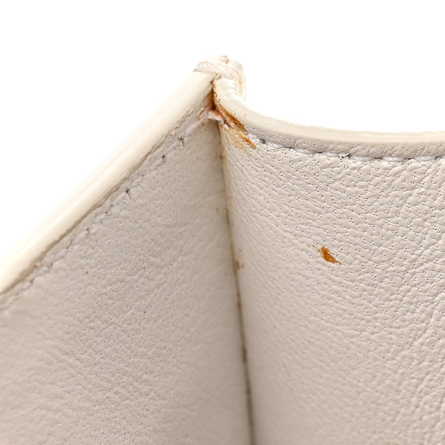 Grained Calfskin Small Hourglass Top Handle Bag White