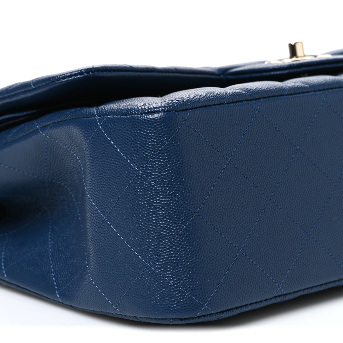 Caviar Quilted Jumbo Double Flap Navy Blue